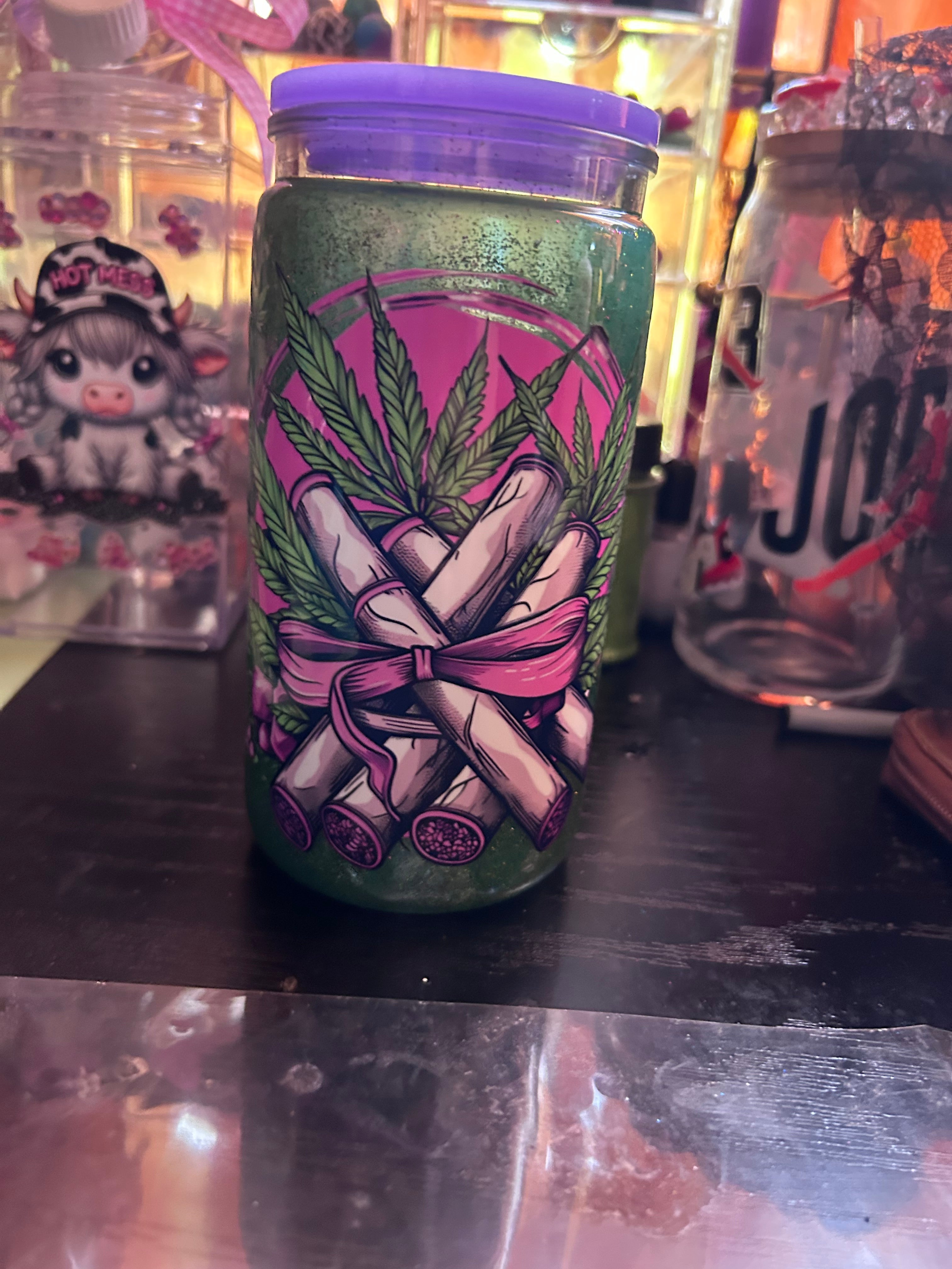 Fun 420 friendly snowglobe tumbler
